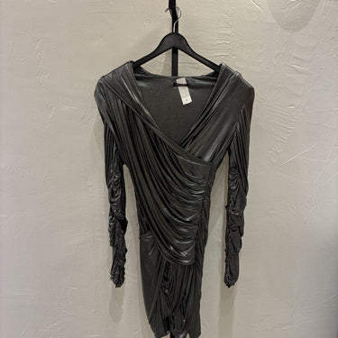 Balmain Hooded Metallic Dress