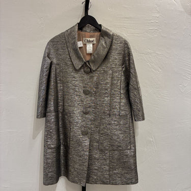 Chloe Metallic Button Pea Coat Size 36