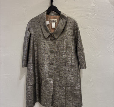 Chloe Metallic Button Pea Coat Size 36