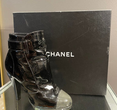 Chanel Patent Leather Two-Toned Ankle Boots Sz 39