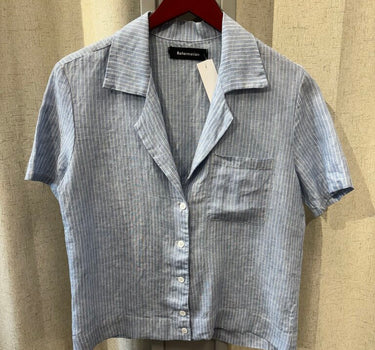 Reformation Blue Pinstripe Collared Button Down