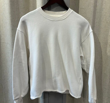 Aritzia TnA White Cozy Fleece Boyfriend Crew Sweatshirt