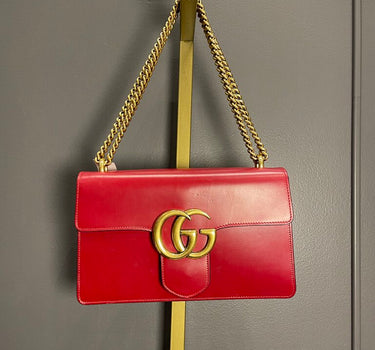 Gucci Marmont Red Leather Flap Bag