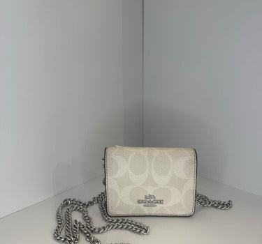 Coach cream monogram wallet w/ chain