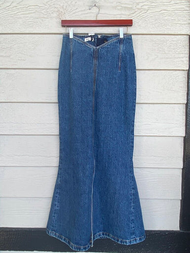 NWT Bally Denim V Waist Maxi Skirt Size 26