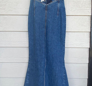 NWT Bally Denim V Waist Maxi Skirt Size 26