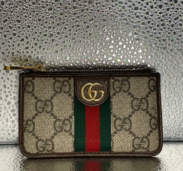 Gucci Brown and Beige Logo Card Holder