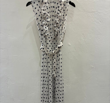 Balenciaga White Polka Dot Silk Midi Dress Size 38
