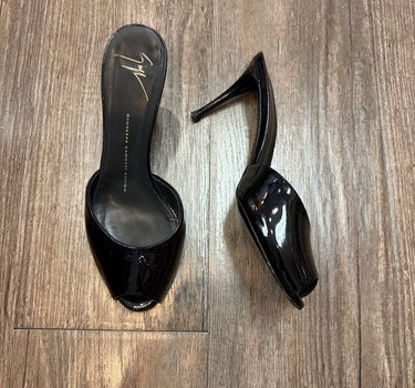 Giuseppe Zanotti Black Patent Open-Toe Heels Size 37.5