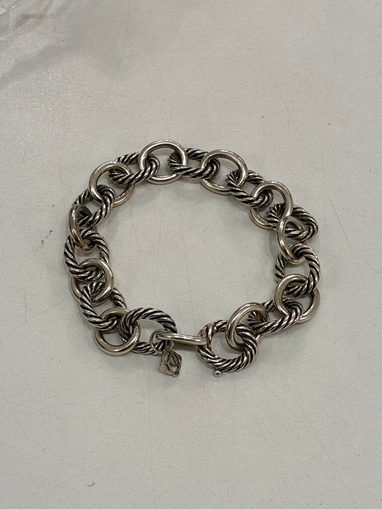 David Yurman Cable Bracelet Sterling Silver Oval Link Chain Size 7.5"