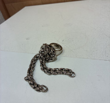 Raf Simmons Sterling Silver Knotted Chain Ring 6.5