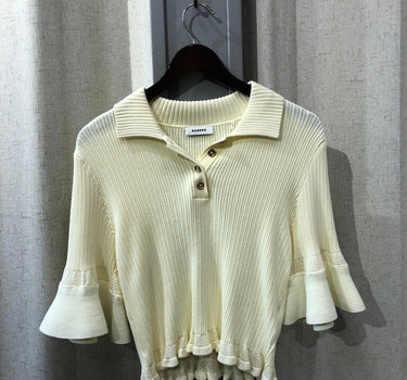 Sandro yellow Ribbed Short Sleeve Top-3