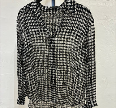 Theory Black and White Printed Blouse Size S