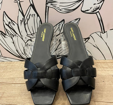 Saint Laurent Black Slide Tribute Sandals