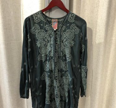 Johnny Was Green Floral Embroidered Tunic size small