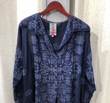 Johnny Was Embroidered Navy Blouse size small
