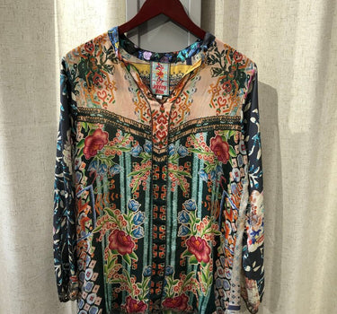 Johnny Was Floral Print Long Sleeve Top size small