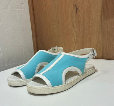 Hermes Blue and White Sandals Size 39