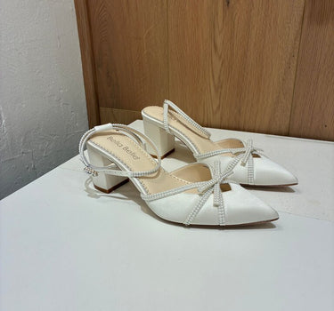 Bella Belle White Satin Heels Size 6.5