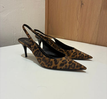 Saint Laurent Leopard Print Slingback Heels
