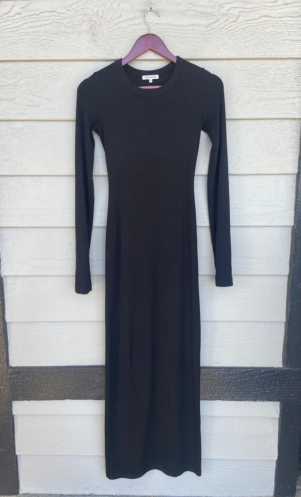 Cotton Citizen Ribbed Black Long Sleeve Maxi Dress -xs