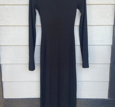 Cotton Citizen Ribbed Black Long Sleeve Maxi Dress -xs