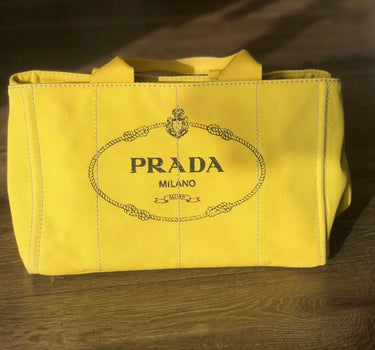 Prada Yellow Canvas Tote Bag