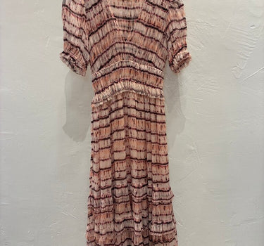 Ulla Johnson Pink Striped Silk Midi Dress Size 0