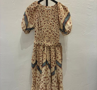 Ulla Johnson Printed Josefina Midi Dress w/ Waist Tie Size 00