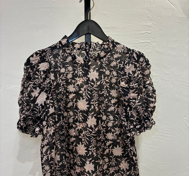 Ulla Johnson Black Floral Puff Sleeve Top Size 0
