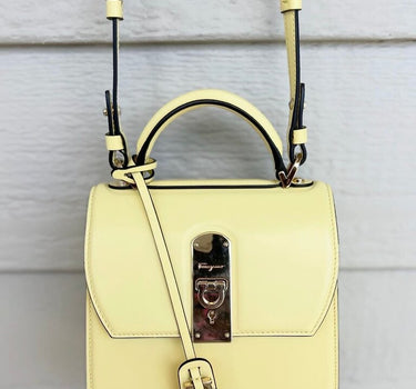 Salvatore Ferragamo Boxyz Leather Bag Yellow with Adjustable Strap