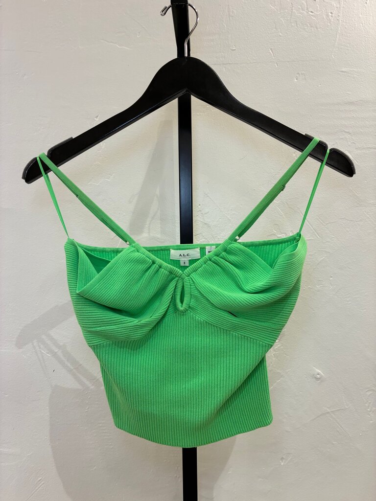 A.L.C. Green Ribbed Crop Top Size S