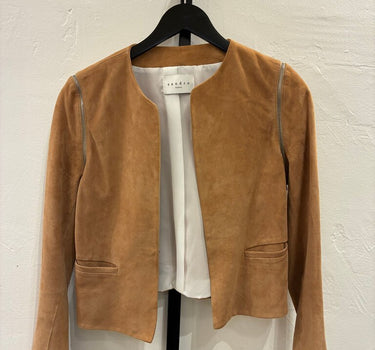 Sandro Suede Jacket with Zip Details Size 1 (Small)