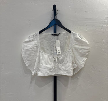 Zara White Eyelet Crop Top- small