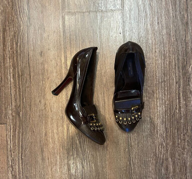 Louis Vuitton Brown High Heels with Decorative Buckle -38.5