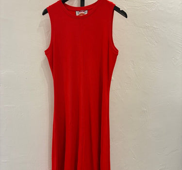 Johnny Was Red Maxi Dress w Ruffle Printed Bottom sz S