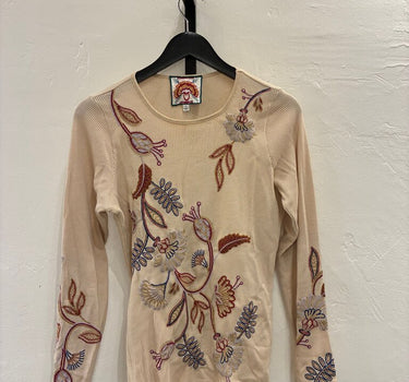 Johnny Was Beige Embroidered Long Sleeve Thermal sz S