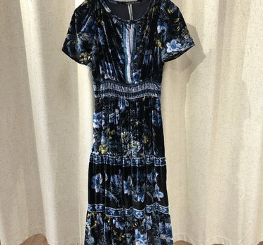 Anthropologie Floral Velvet Maxi Dress Size XS