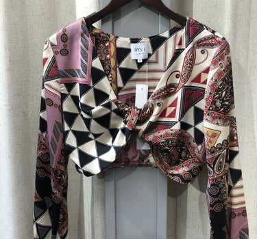 MISA Patterned Cropped Top Size Medium