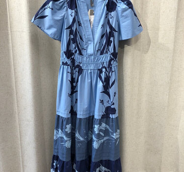 Anthropologie Floral Print Maxi Dress in Blue Size XS