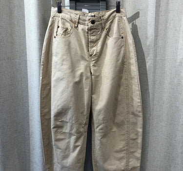 Free People Beige Barrel Leg Trousers Size 25
