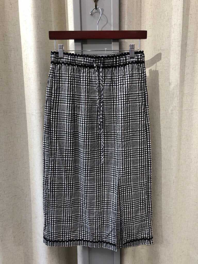 Free People Black and White Gingham Midi Skirt Size XS