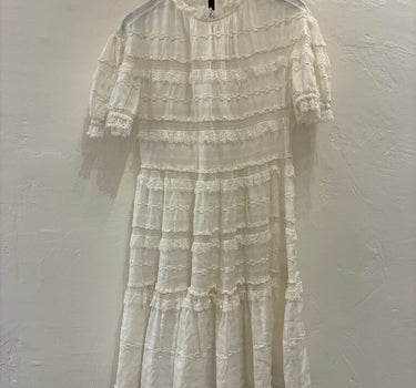 Ulla Johnson White Lace Tiered Dress Size 4