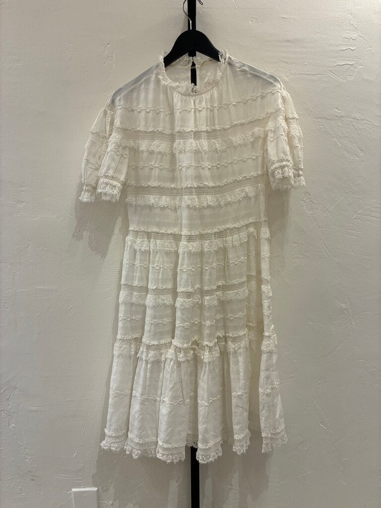 Ulla Johnson White Lace Tiered Dress Size 4