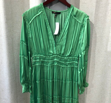 Maje Green Satin Pleated Dress size 40