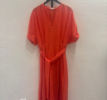 Vince Orange Belted Midi Dress -L