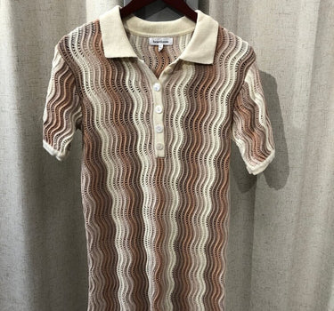 Heartloom Wave Pattern Knit Polo Dress size M
