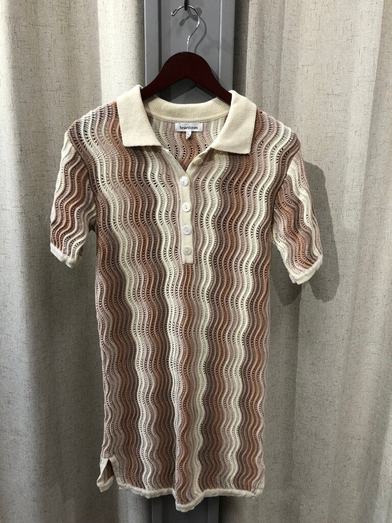 Heartloom Wave Pattern Knit Polo Dress size M
