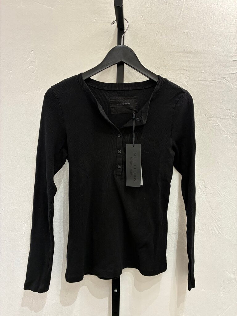 Nili Lotan NWT Black Jordan Henley Tee Size M