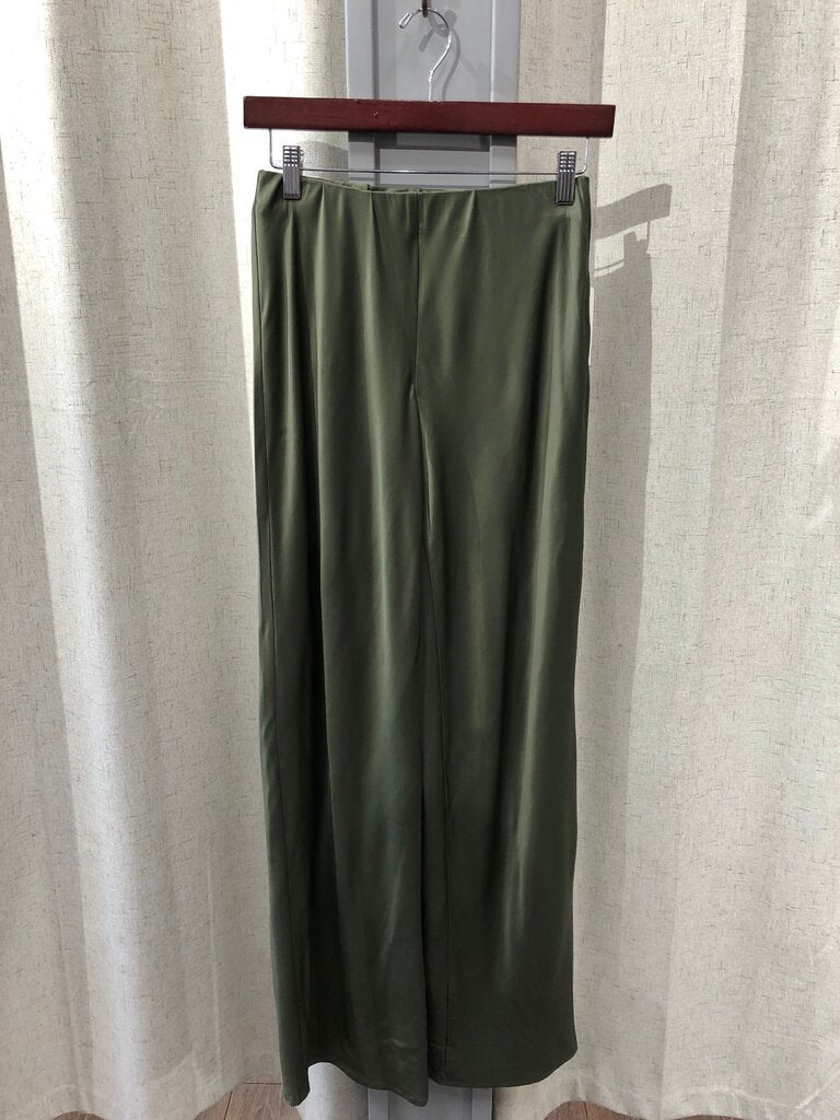 Anthropologie Olive Green Satin Pants size XS